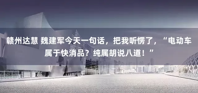 赣州达慧 魏建军今天一句话，把我听愣了，“电动车属于快消品？纯属胡说八道！”